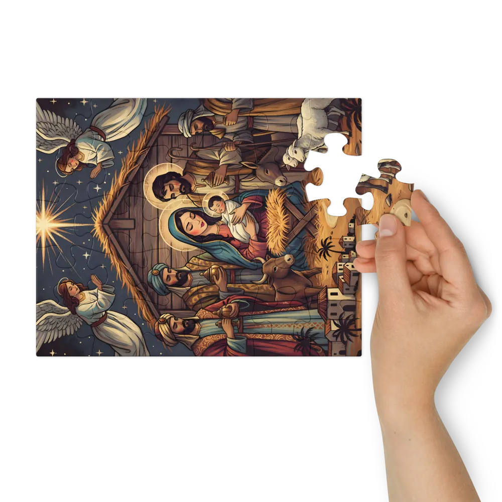 Nativity at the Manger 
 Jigsaw Puzzle in Tin Box