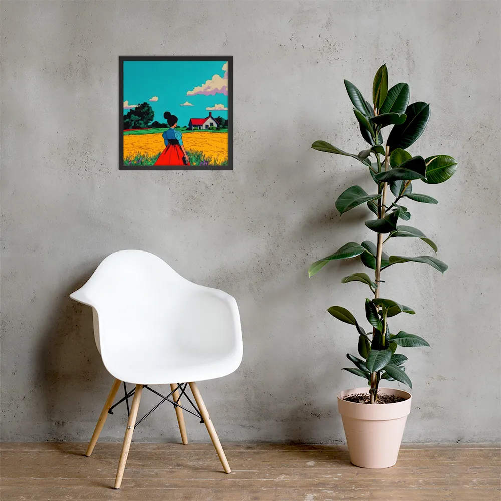 Whispers of a Sunlit Meadow | Poster with Black Frame | 18″×18″