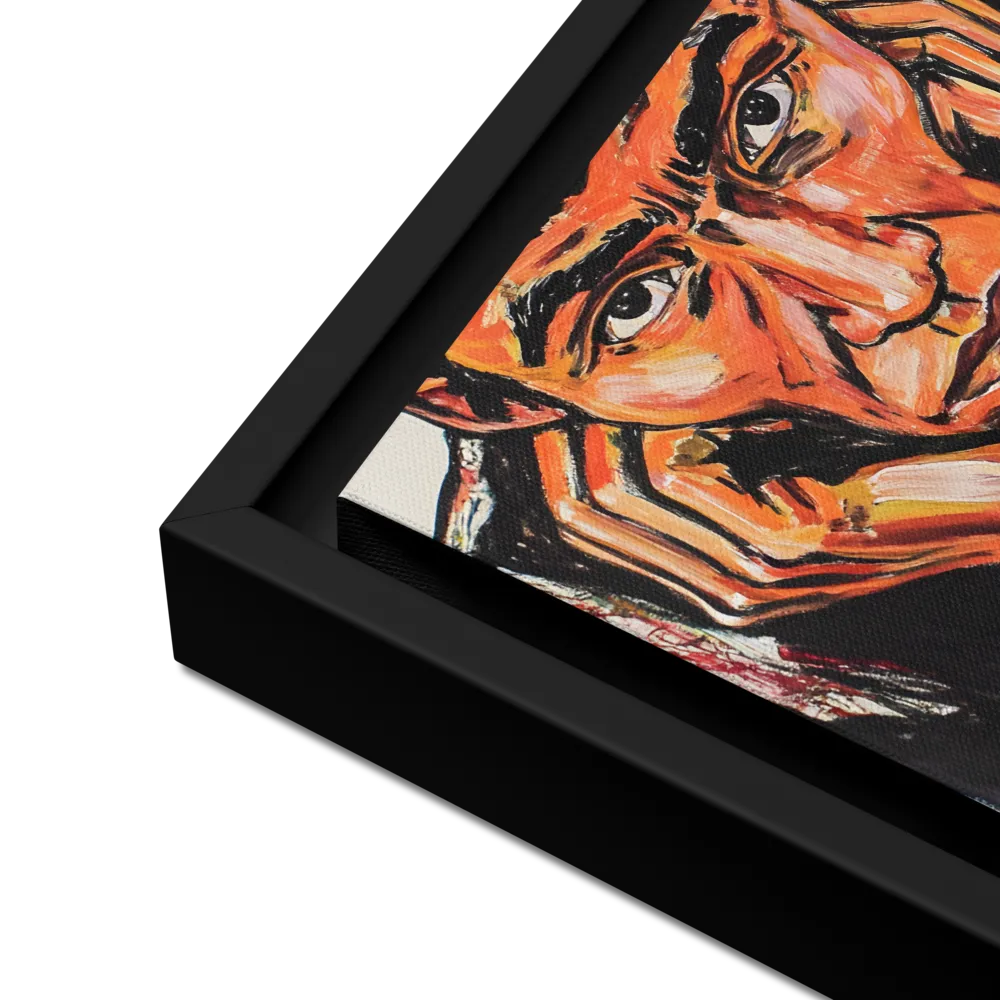 Contemplative Intensity: An Expressionist Portrait | Canvas with Black Frame | 12″×12″