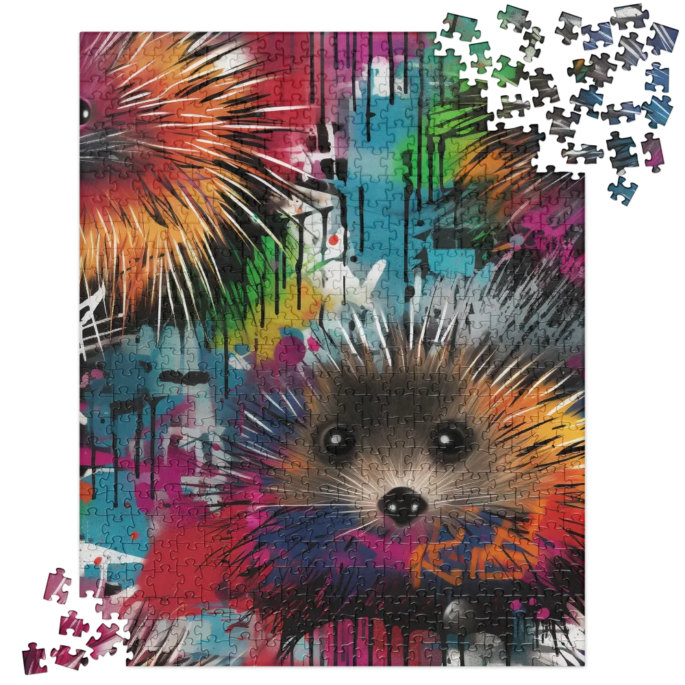 Whimsical Hedgehogs in a Kaleidoscopic Wonderland | Jigsaw Puzzle | 520 pieces