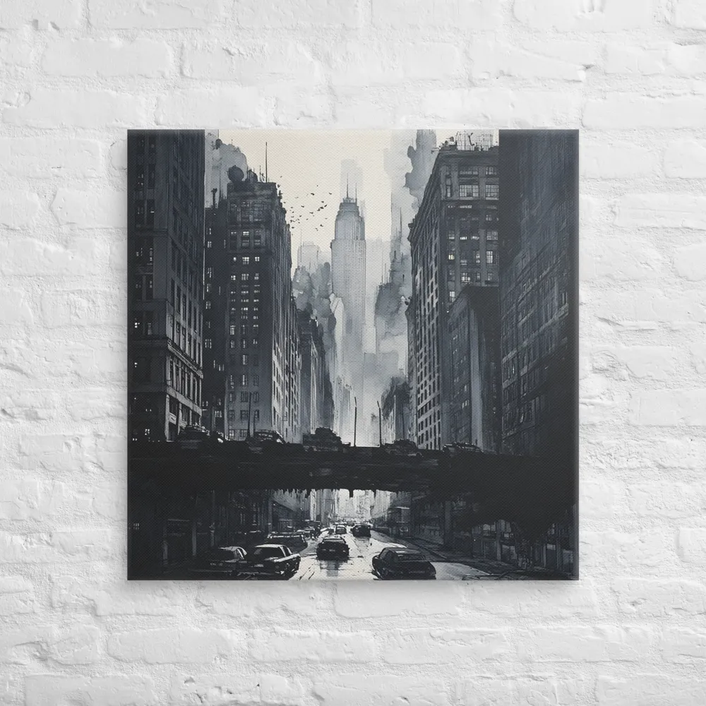 City Whispers: A Monochrome Reflection | Canvas | 30″×30″