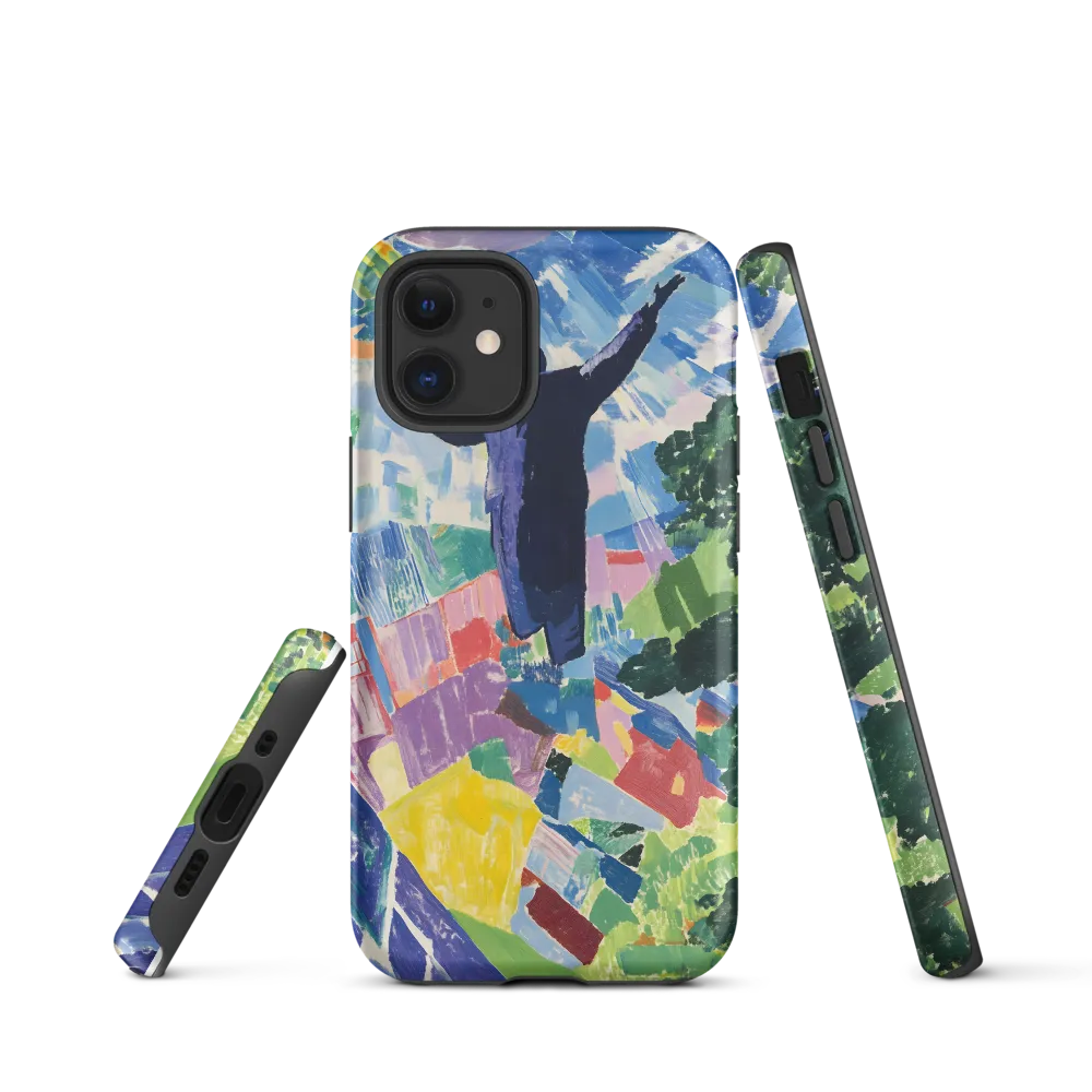 Elysium: A Soaring Figure Amidst Colorful Landscapes | Phone Case |  12 mini | Tough Case | Matte
