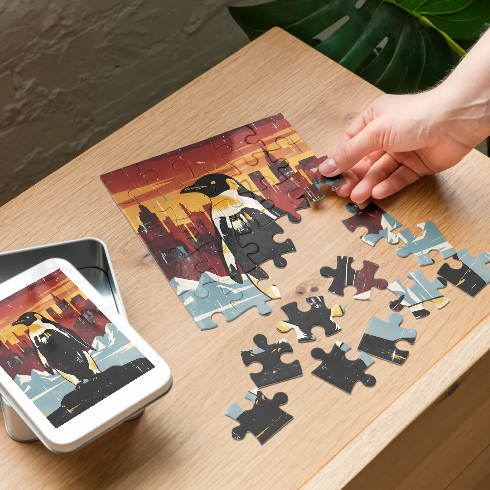 Urban Penguin 
 Jigsaw Puzzle in Tin Box
