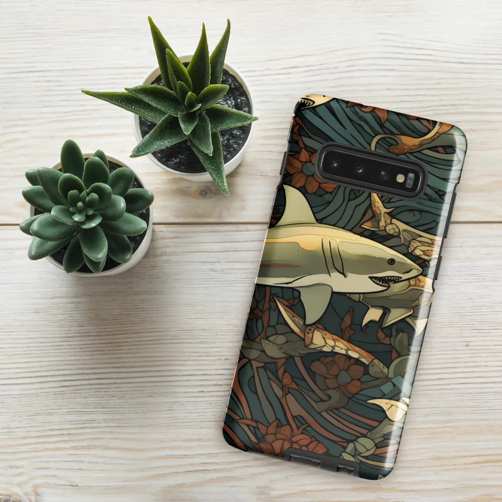 Dynamic Harmony of Sharks and Flora | Phone Case |  S10 Plus | Tough Case | Glossy