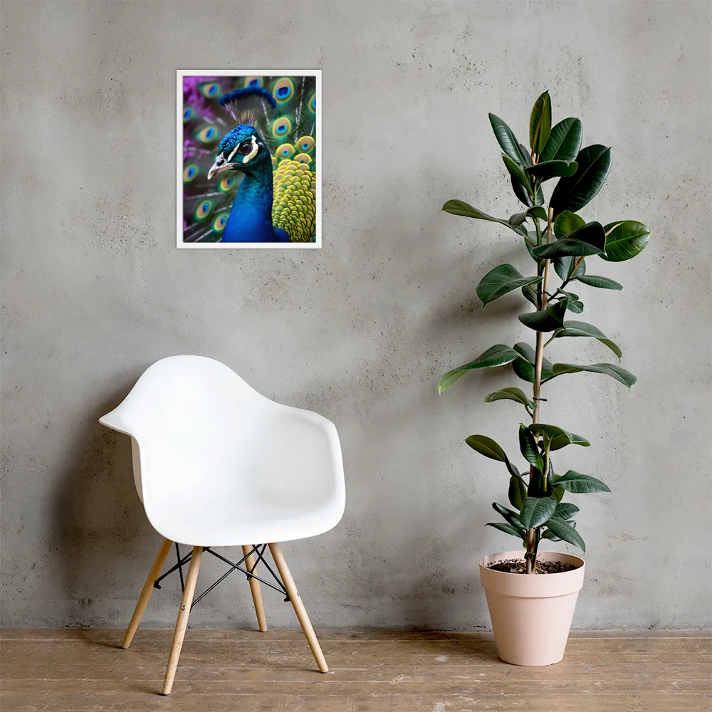 Regal Plumage: The Peacock's Splendor | Poster with White Frame | 16″×20″