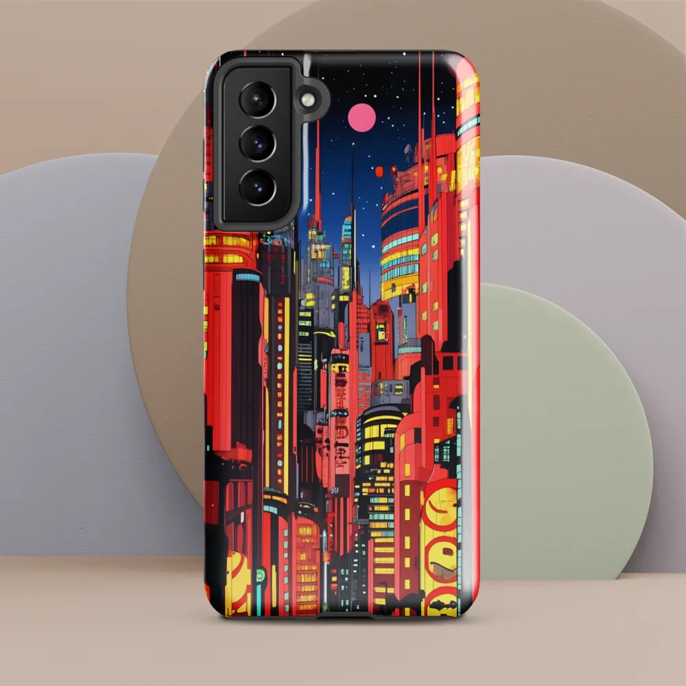 Neon Dreams: A Cyberpunk Cityscape | Phone Case |  S21 Plus | Tough Case | Glossy