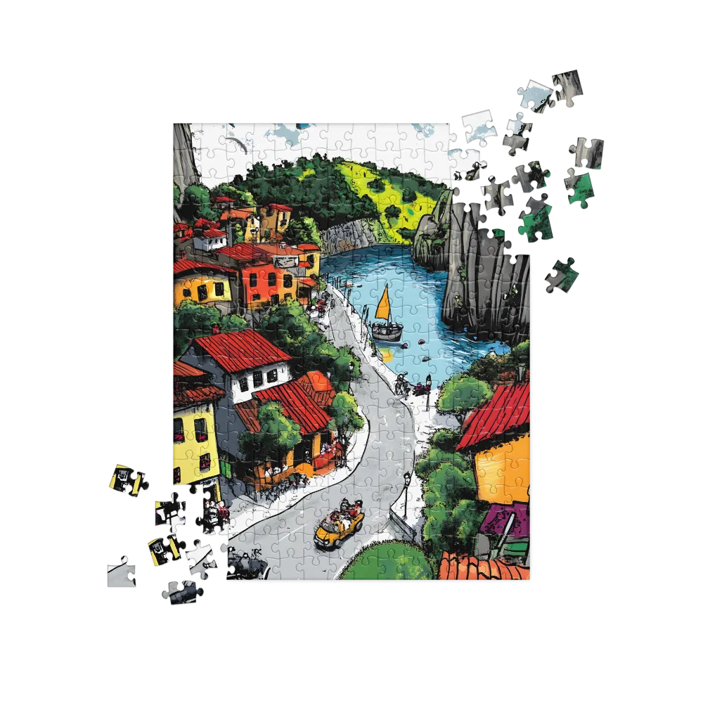 Whimsical Village by the Water | Jigsaw Puzzle | 252 pieces