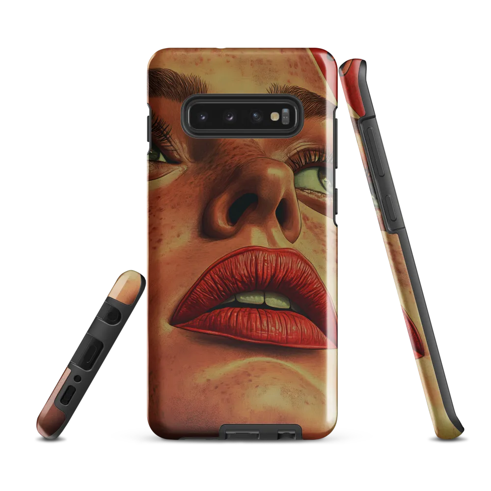 Red Intensity: A Portrait of Elegance | Phone Case |  S10 Plus | Tough Case | Glossy