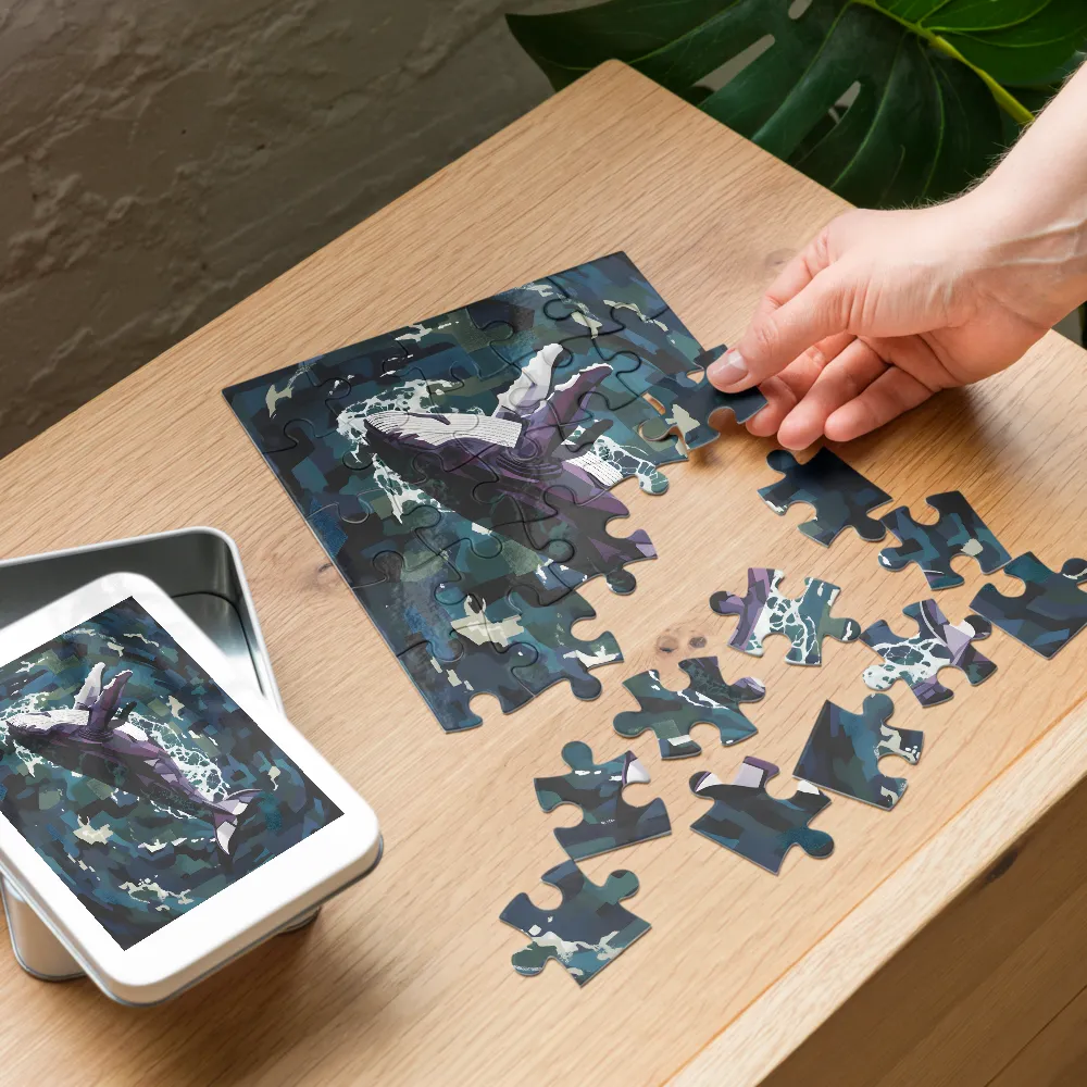 Geometric Humpback 
 Jigsaw Puzzle in Tin Box