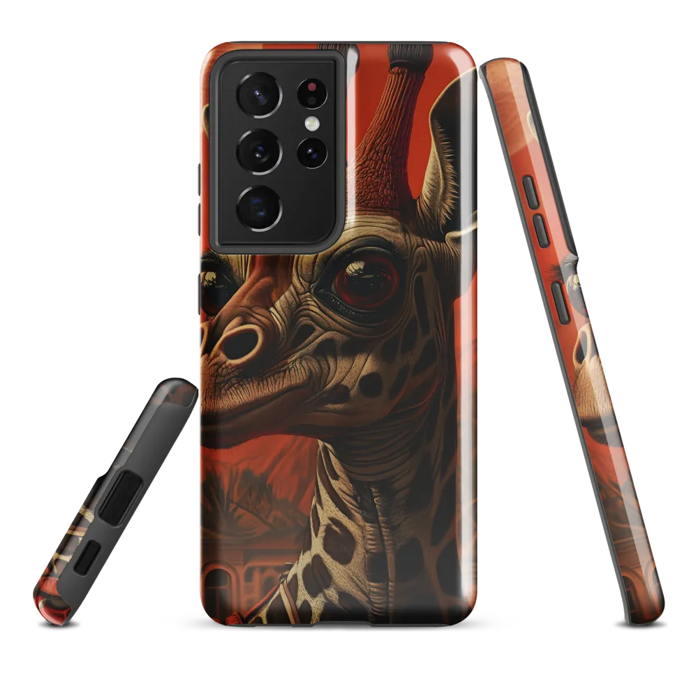 Whimsical Giraffe in an Orange Dreamscape