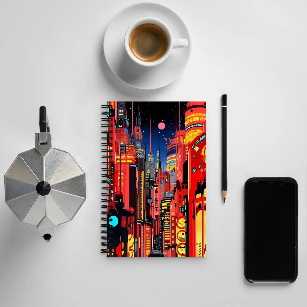 Neon Dreams: A Cyberpunk Cityscape | Spiral Notebook