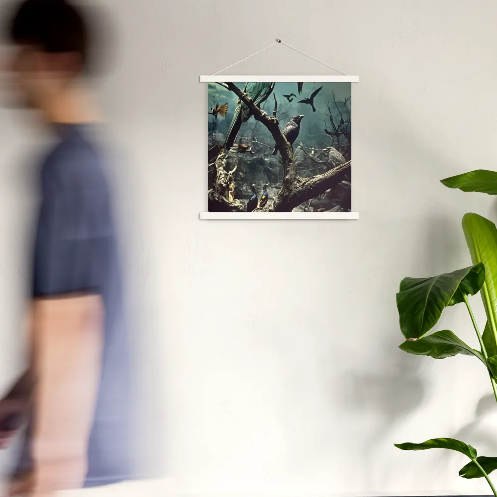 Whispers of the Avian Realm | Poster With White Wood Hanger | 18″×18″