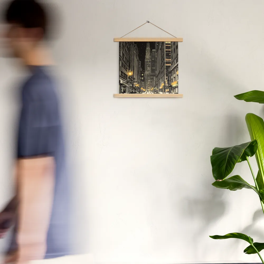 Whispers of the Night City | Poster With Oak Wood Hanger | 14″×14″