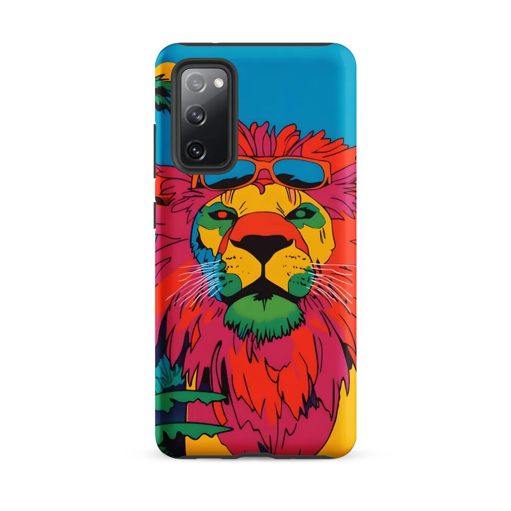Lion with Sunglasses: A Vibrant Tropical Portrait