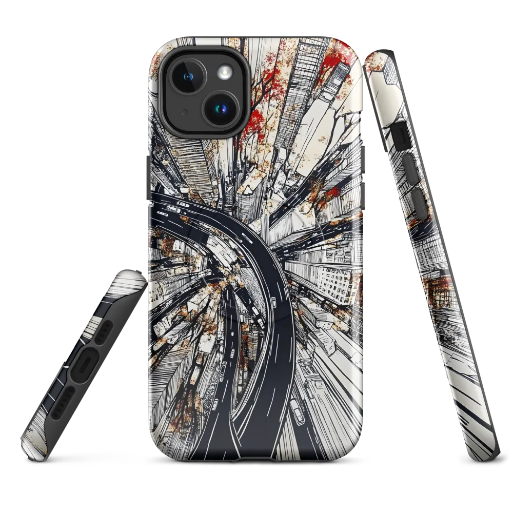 Urban Symphony: Aerial View of Life | Phone Case |  14 Plus | MagSafe® Tough Case | Glossy