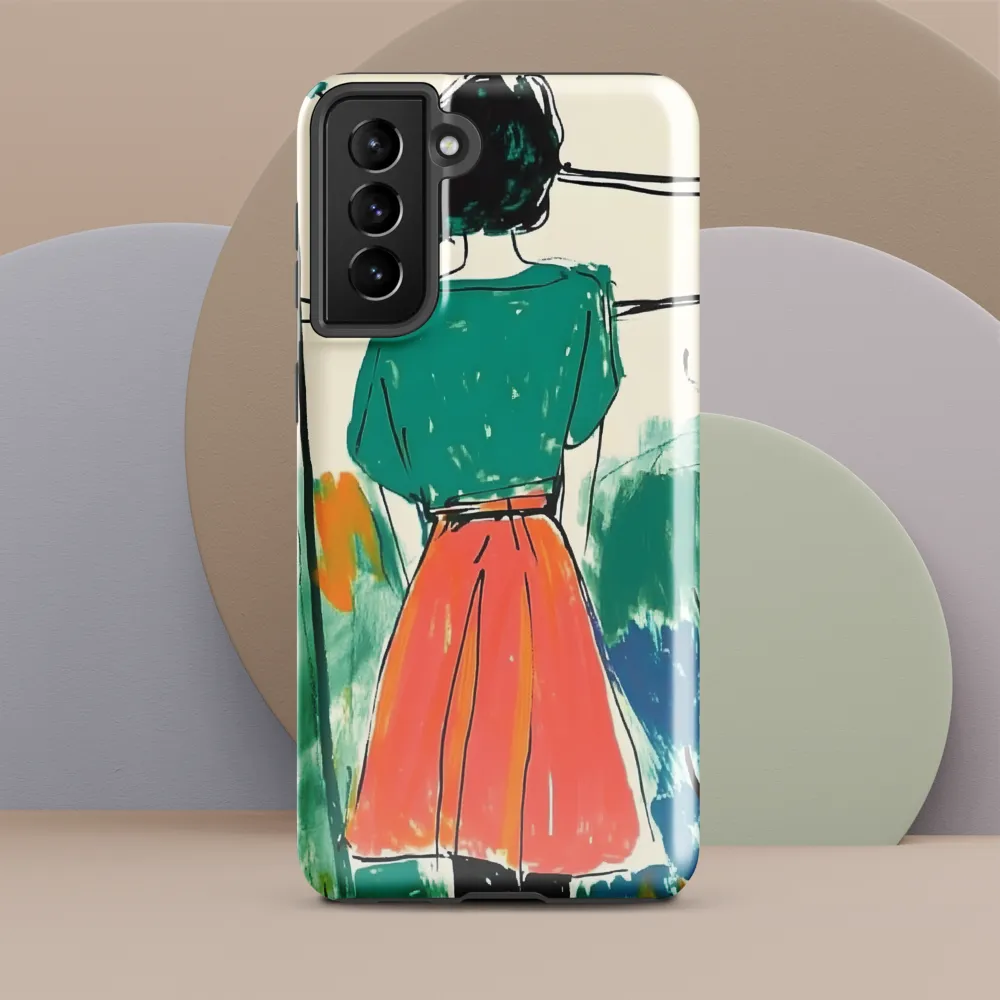 Figure in Teal and Coral