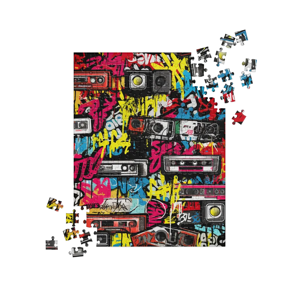 Urban Nostalgia: A Retro Cassette Explosion | Jigsaw Puzzle | 252/520 pieces