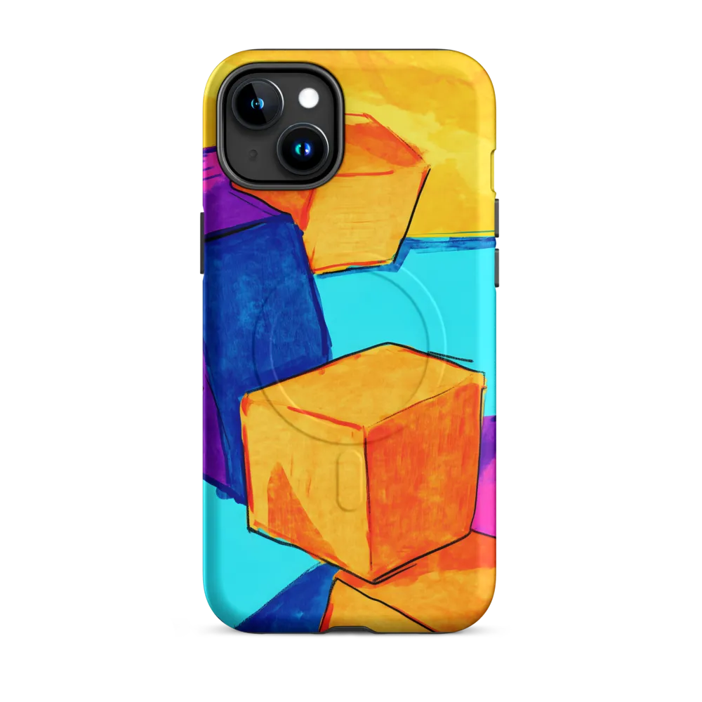 Playful Cubes in Vibrant Harmony | Phone Case |  15 Plus | MagSafe® Tough Case | Matte
