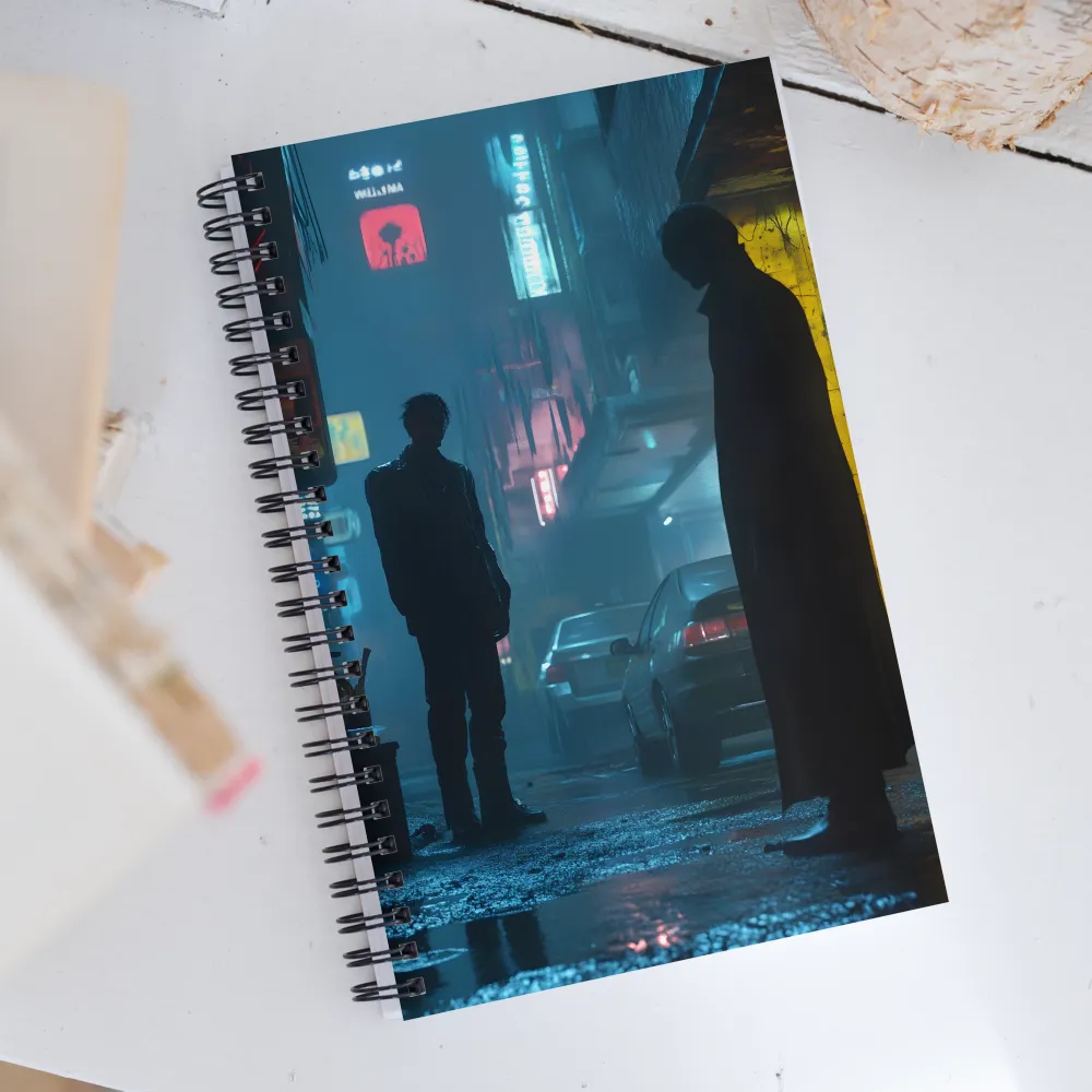 Shadows in the Neon Rain | Spiral Notebook