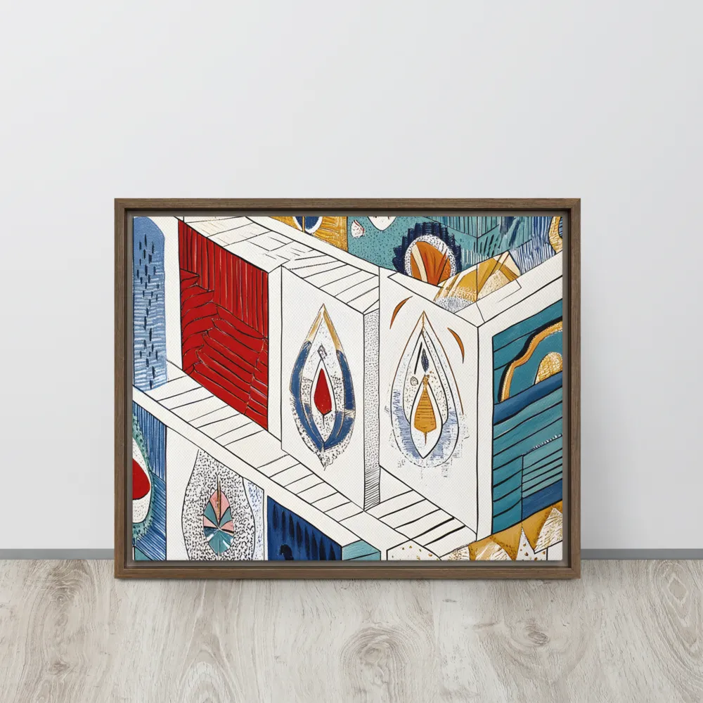 Symphony of Geometric Harmony | Canvas with Brown Frame | 16″×20″