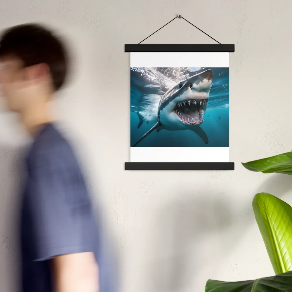 Majesty of the Ocean: The Great White Shark | Poster With Black Wood Hanger | 11″×14″