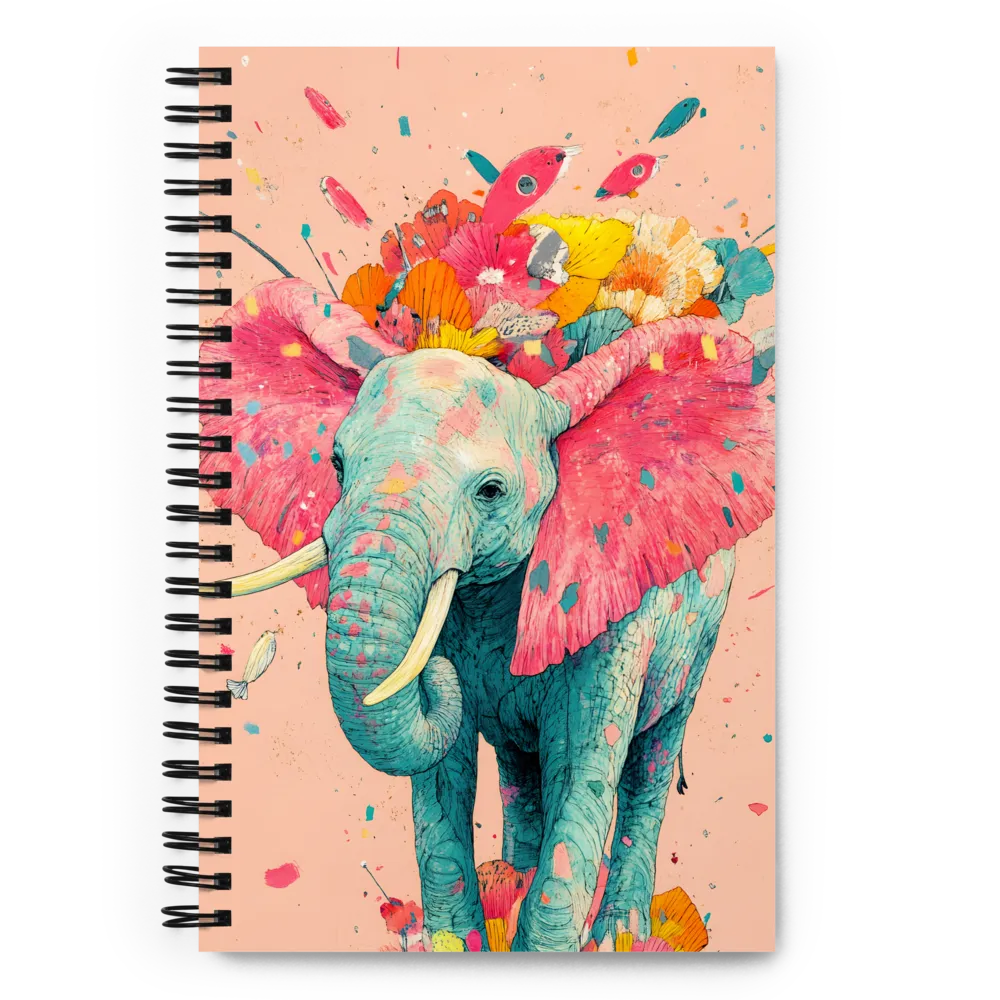 Whimsical Elegance: The Floral Elephant | Spiral Notebook