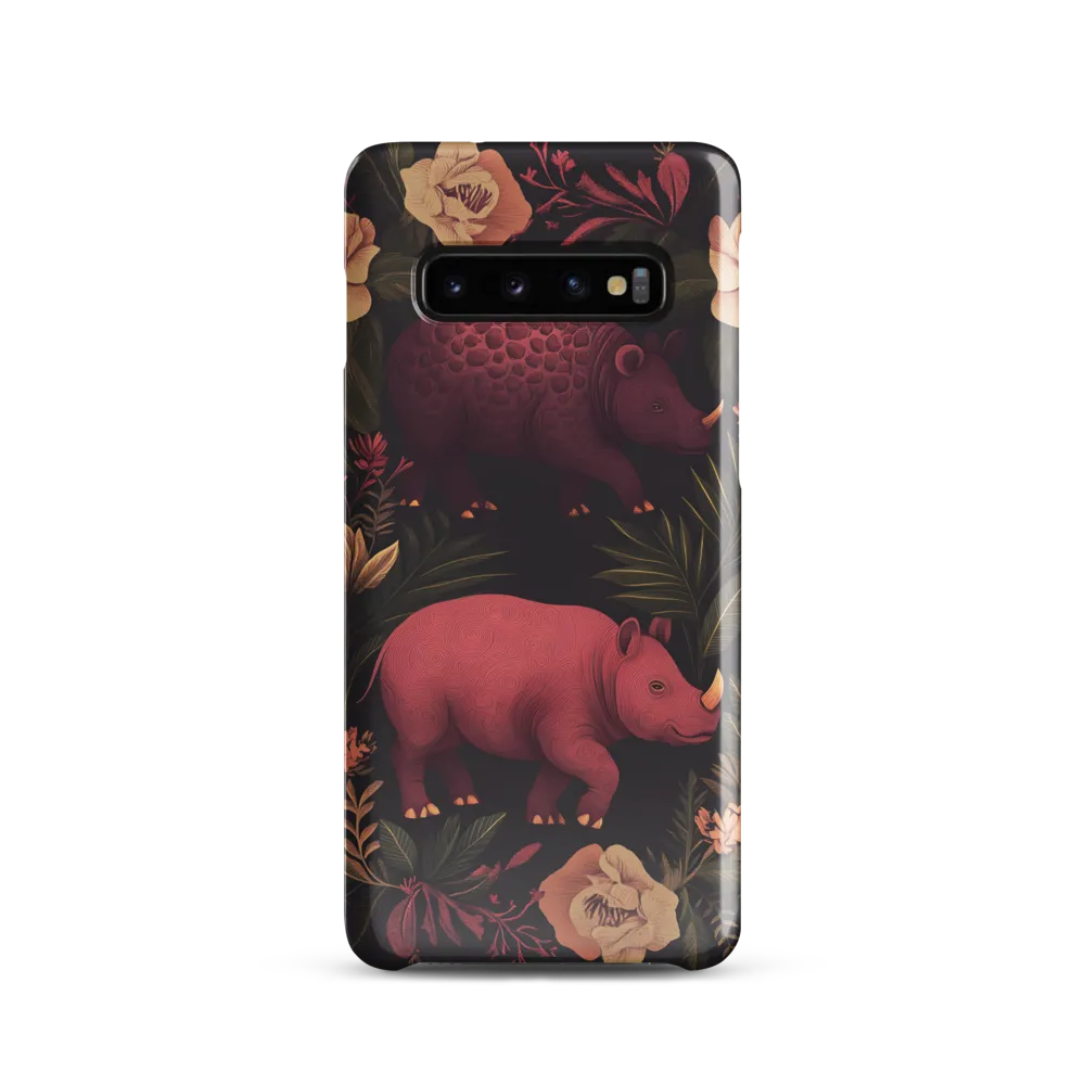 Rhinos in Floral Embrace