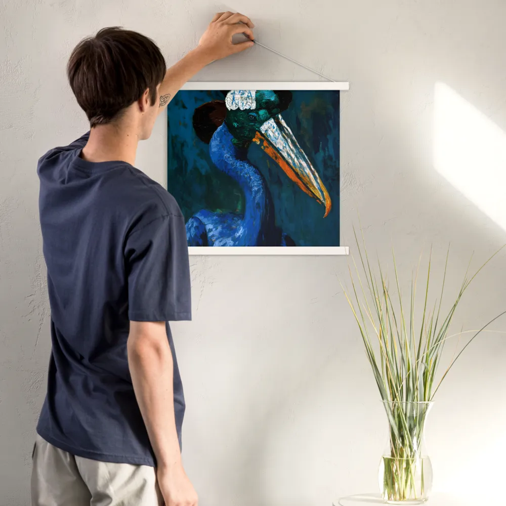 Majestic Absurdity: The Hat-Wearing Bird | Poster With White Wood Hanger | 18″×18″