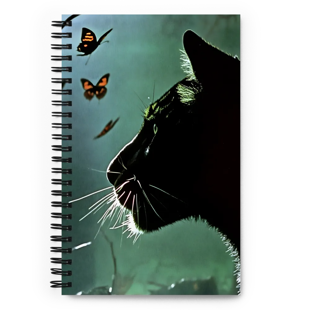 Mystical Encounter: Cat and Butterflies | Spiral Notebook