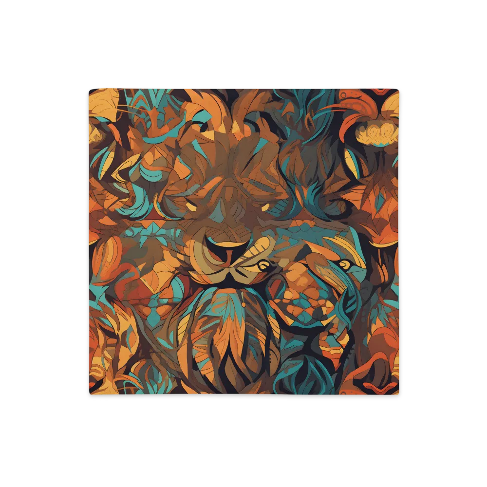 Fierce Royalty: A Geometric Exploration of Lions | Pillow Case | 18″×18″