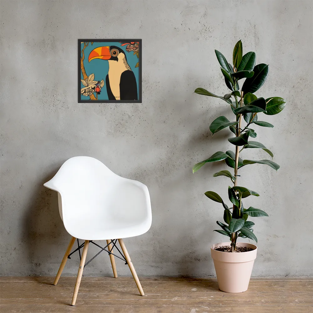 Tropical Majesty: The Toucan at Rest | Poster with Black Frame | 16″×16″
