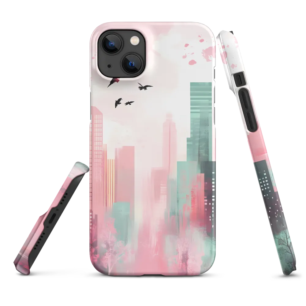 Dreamy Cityscape in Pink and Cyan