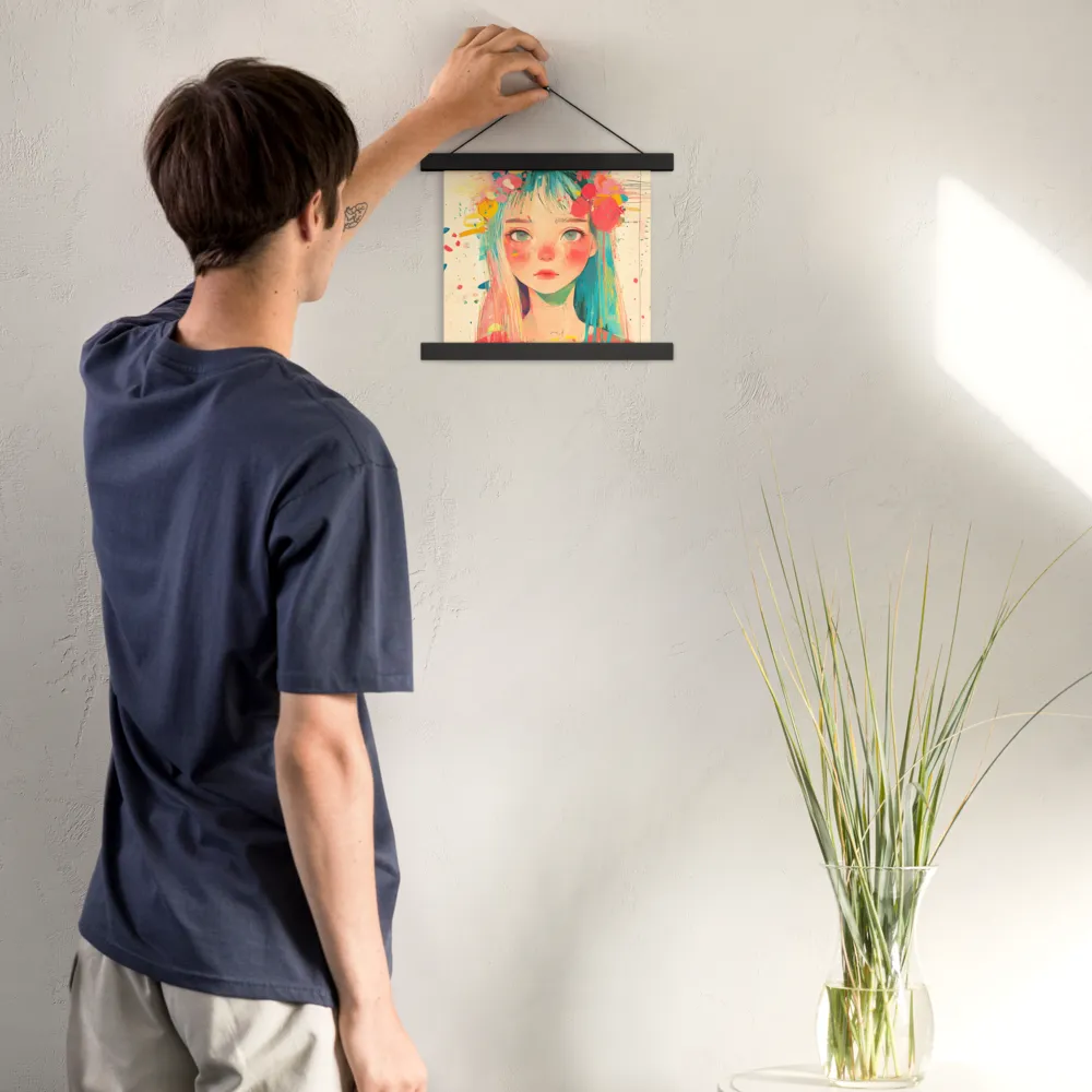 Whimsical Blossom | Poster With Black Wood Hanger | 10″×10″