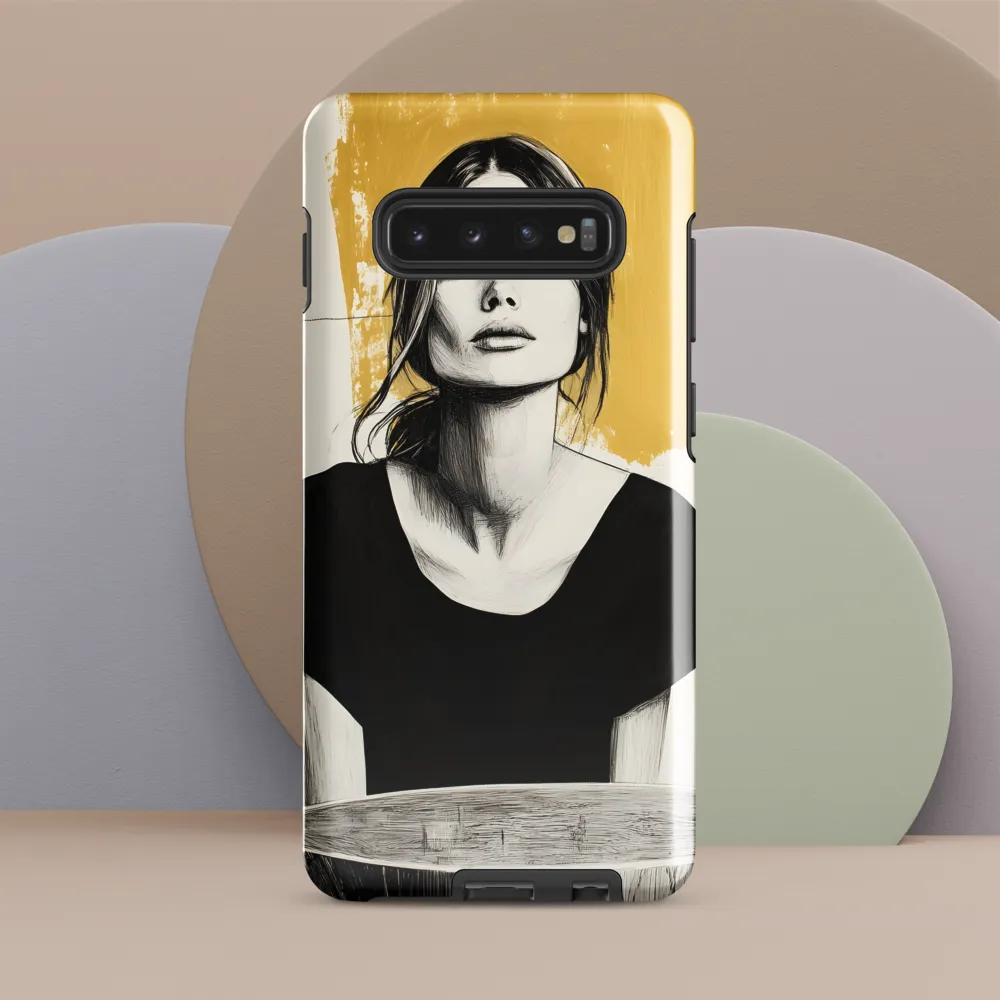 Golden Serenity: A Minimalist Portrait | Phone Case |  S10 Plus | Tough Case | Glossy