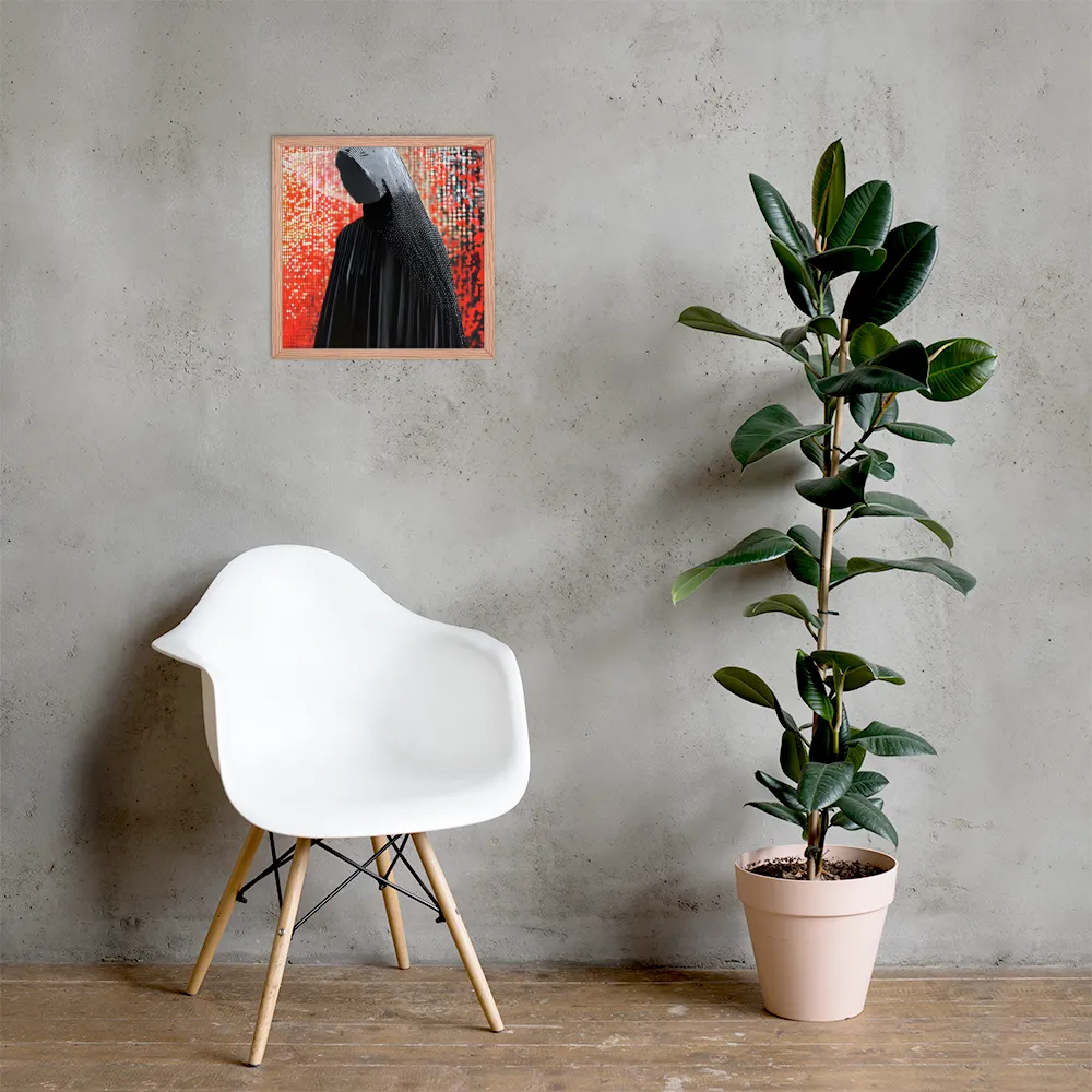 Veil of Modernity | Poster with Red oak Frame | 16″×16″