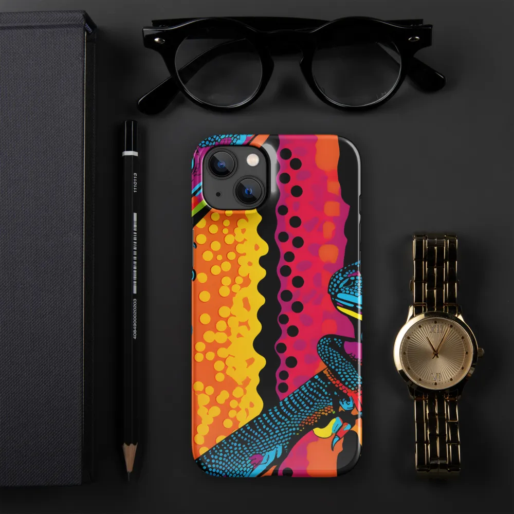 Colorful Encounters: The Playful Geckos | Phone Case |  14 Plus | Snap Case | Glossy