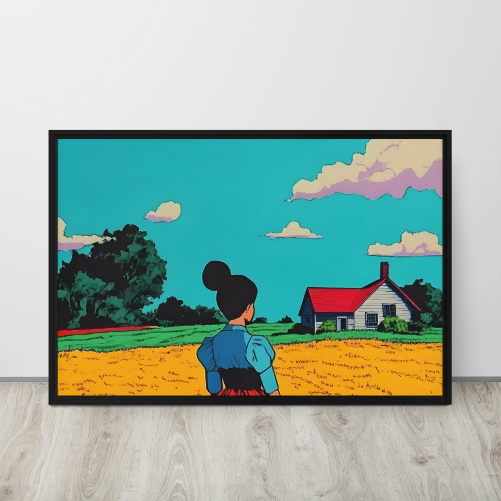 Whispers of a Sunlit Meadow | Canvas with Black Frame | 24″×36″