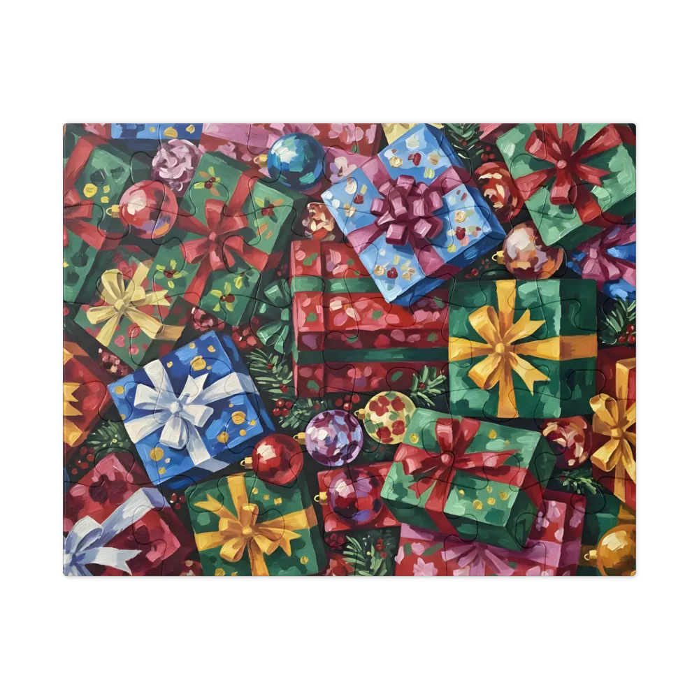 Holiday Gift Pile 
 Jigsaw Puzzle in Tin Box