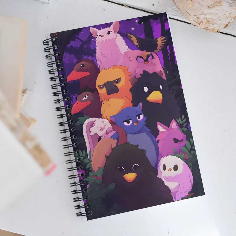 Whimsical Avian Gathering | Spiral Notebook