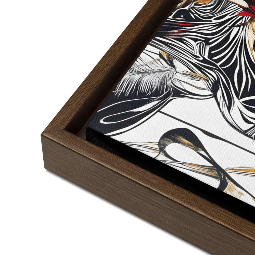Floral Elegance: The Giraffe's Portrait | Canvas with Brown Frame | 16″×20″