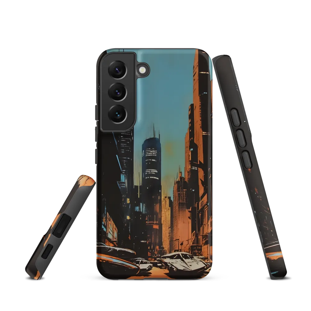 Futuristic Cityscape in Blue and Orange