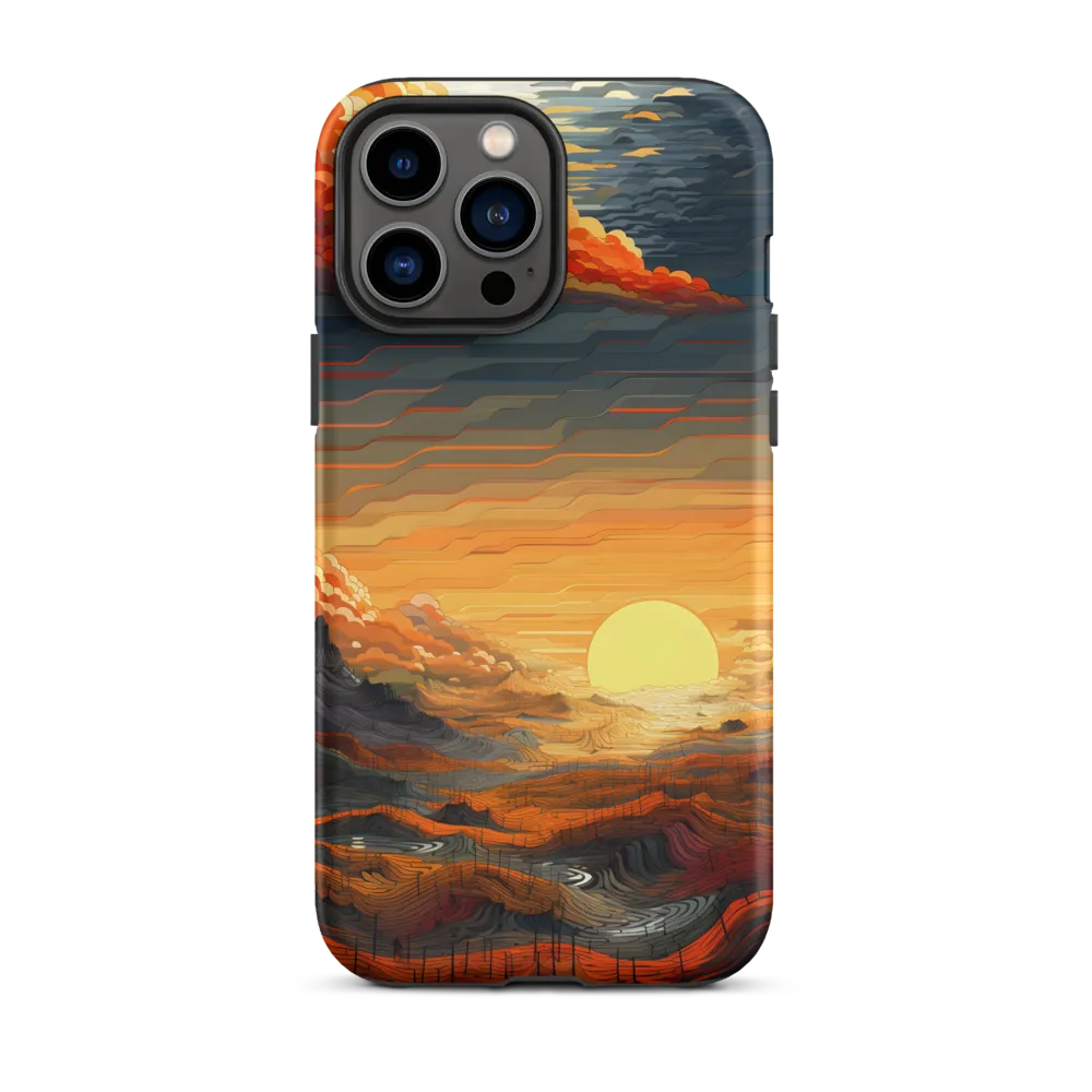 Ethereal Sunset: A Serene Landscape in Flowing Forms | Phone Case |  13 Pro Max | Tough Case | Matte