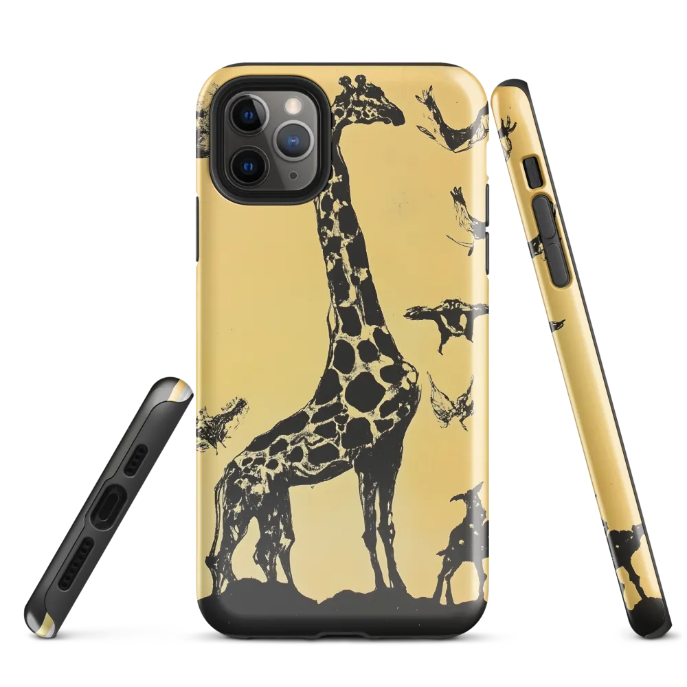 Whimsical Harmony of Giraffe and Birds | Phone Case |  11 Pro Max | Tough Case | Glossy