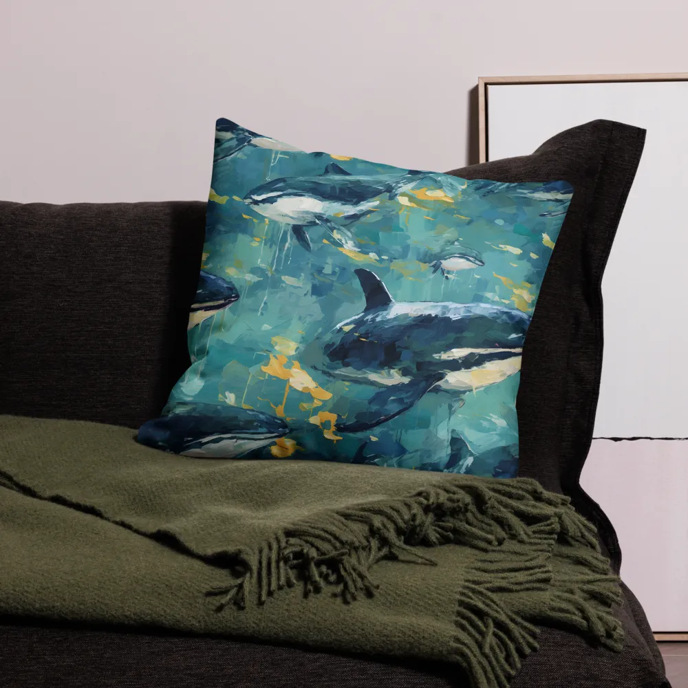 Harmony of the Ocean: Whales in Motion | Pillow & Pillow Case | Multiple Sizes