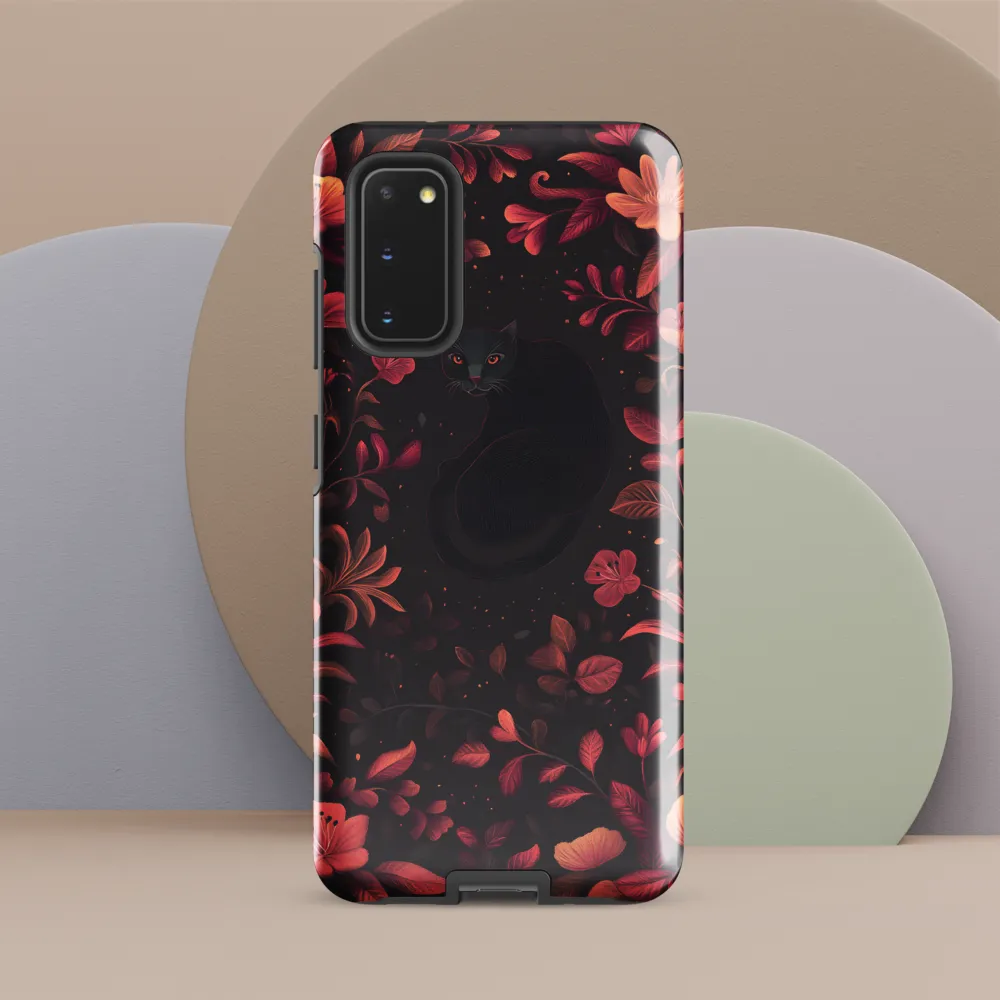Nocturne in Coral: The Watchful Cat