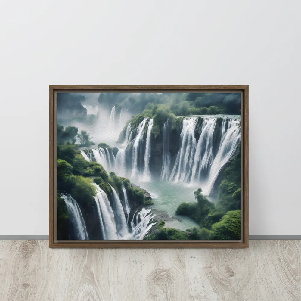 Whispers of the Cascades | Canvas with Brown Frame | 16″×20″