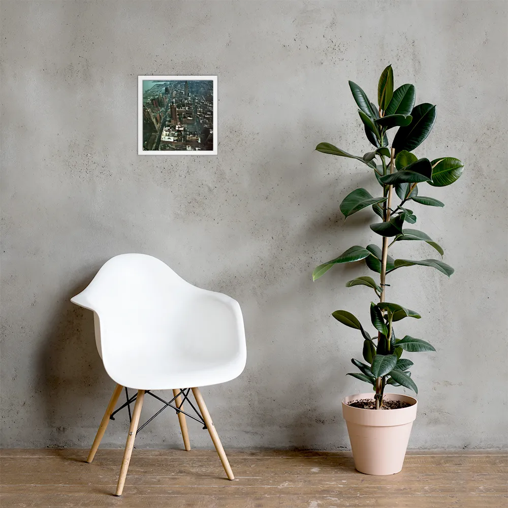 Aerial Symphony of Urban Life | Poster with White Frame | 12″×12″