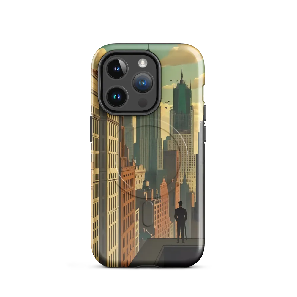 Urban Dreams: A Silhouette in Art Deco Cityscape