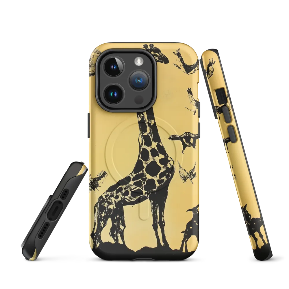 Whimsical Harmony of Giraffe and Birds
