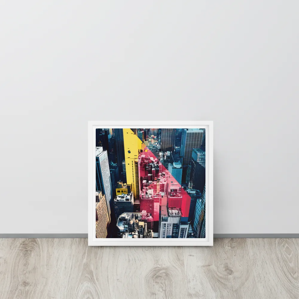 Dynamic Urban Symphony | Canvas with White Frame | 12″×12″